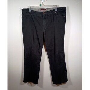 Izod Women's Just Right Bootcut Embroidered Black Pants Soft Denim Size 22W